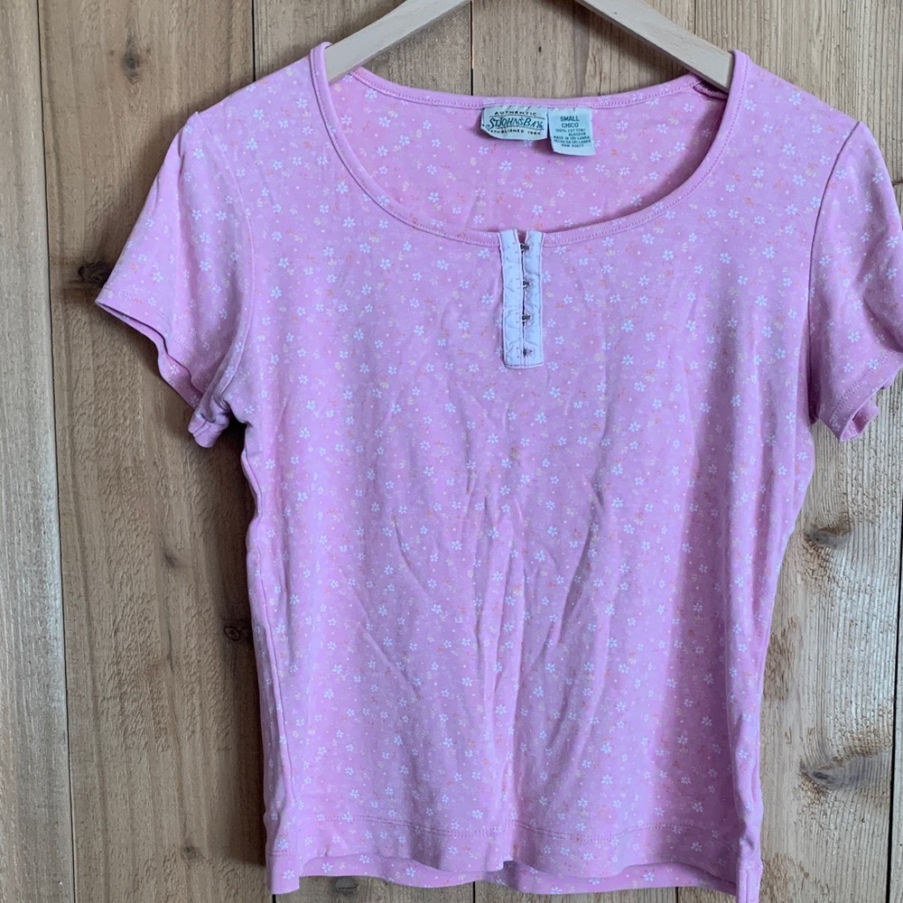St. John's  Bay Pink Floral Short Sleeve Tee